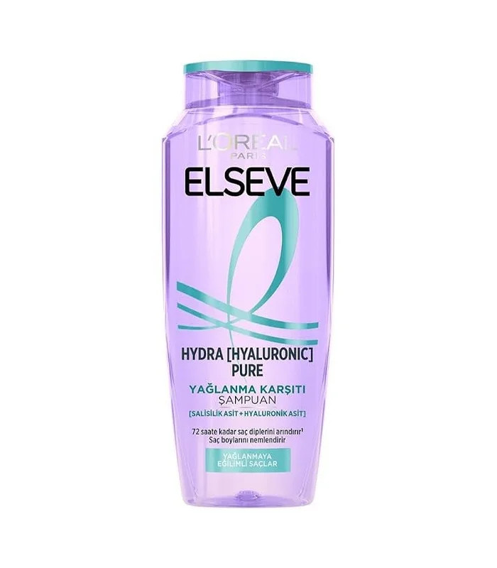 شامپو لورال Loreal موهای چرب مدل Hydra Hyaluronic Pure حجم 300 میل Elseve