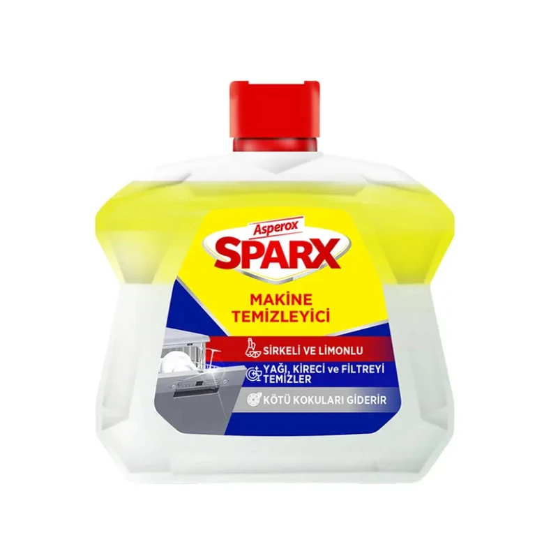 مایع جرمگیر ماشین ظرفشویی آسپروکس مدل Sparx با رایحه لیمو و سرکه حجم 250 میلی‌لیتر
